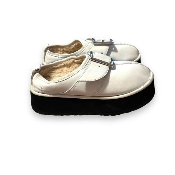 Ugg x Opening Ceremony Tasman Off White Leather Faux Fur Platform‎ Mules Sz 8